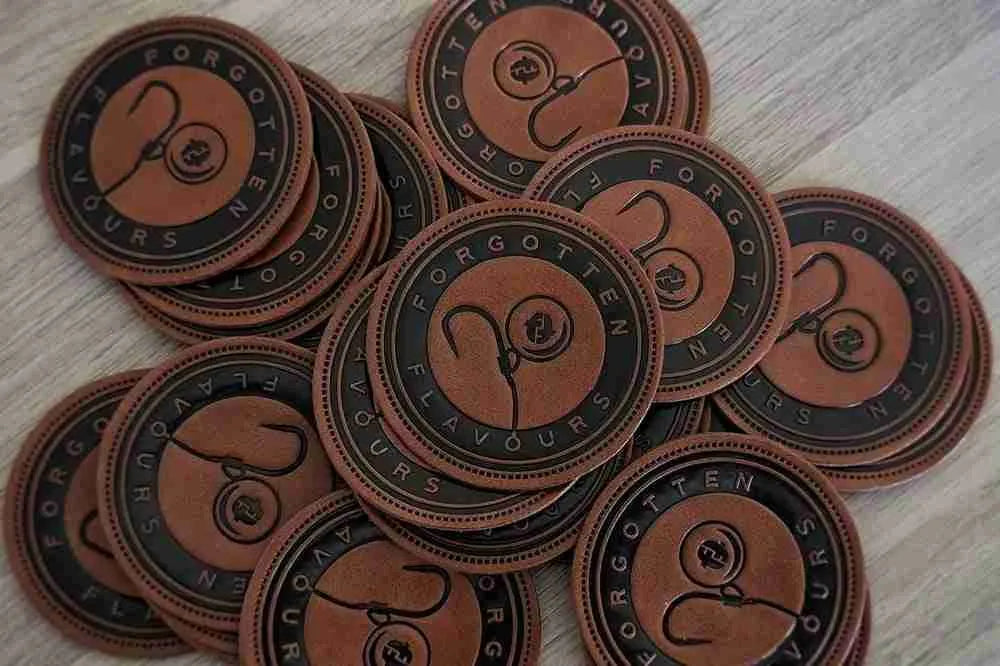 Forgotten Flavours logo embossed leather sew-on patch - Forgotten Flavours